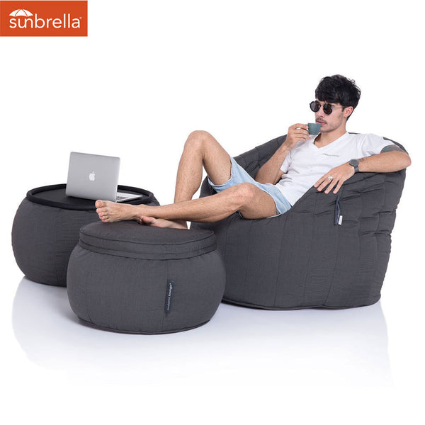black wing ottoman Sunbrella fabric bean bag by Ambient Lounge