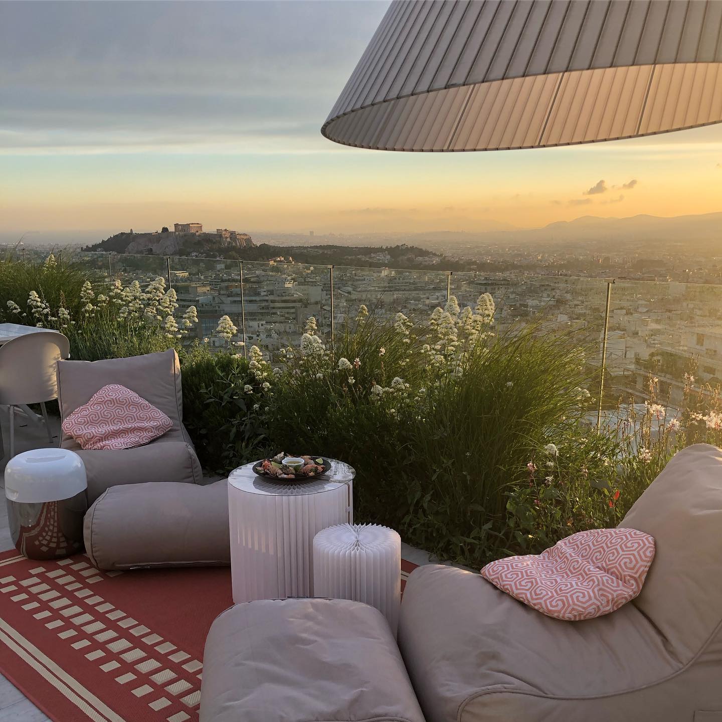 At Peace in Greece - beautiful Boutique Athens Hotel creates an ambient lounge sunset